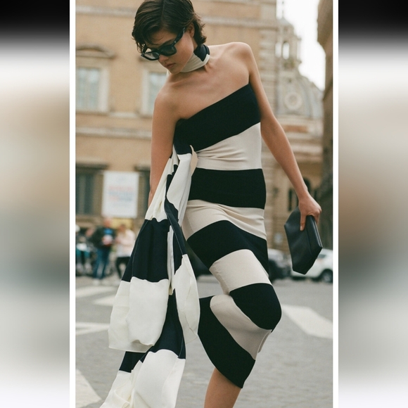 Posse Exclusive Theo Striped Jersey Strapless Maxi Dress Size Large NWT - Picture 5 of 9